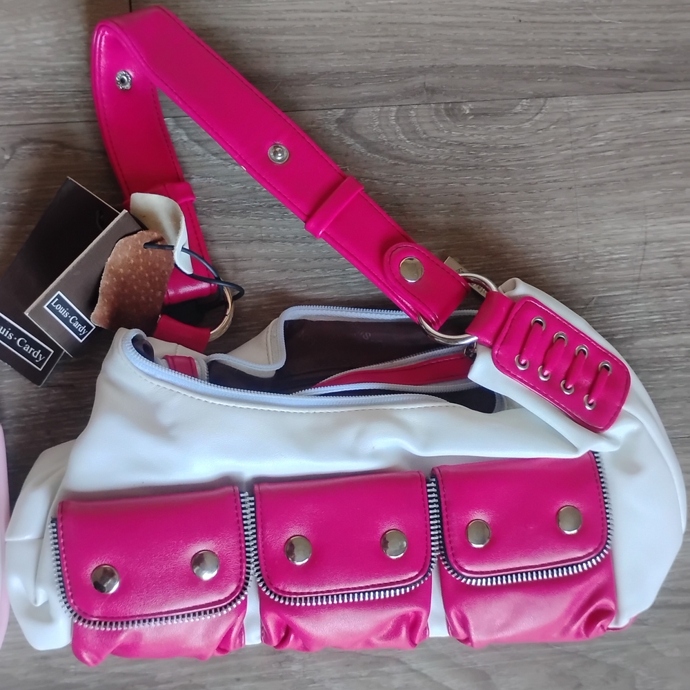 Pink and White Shoulder Bag